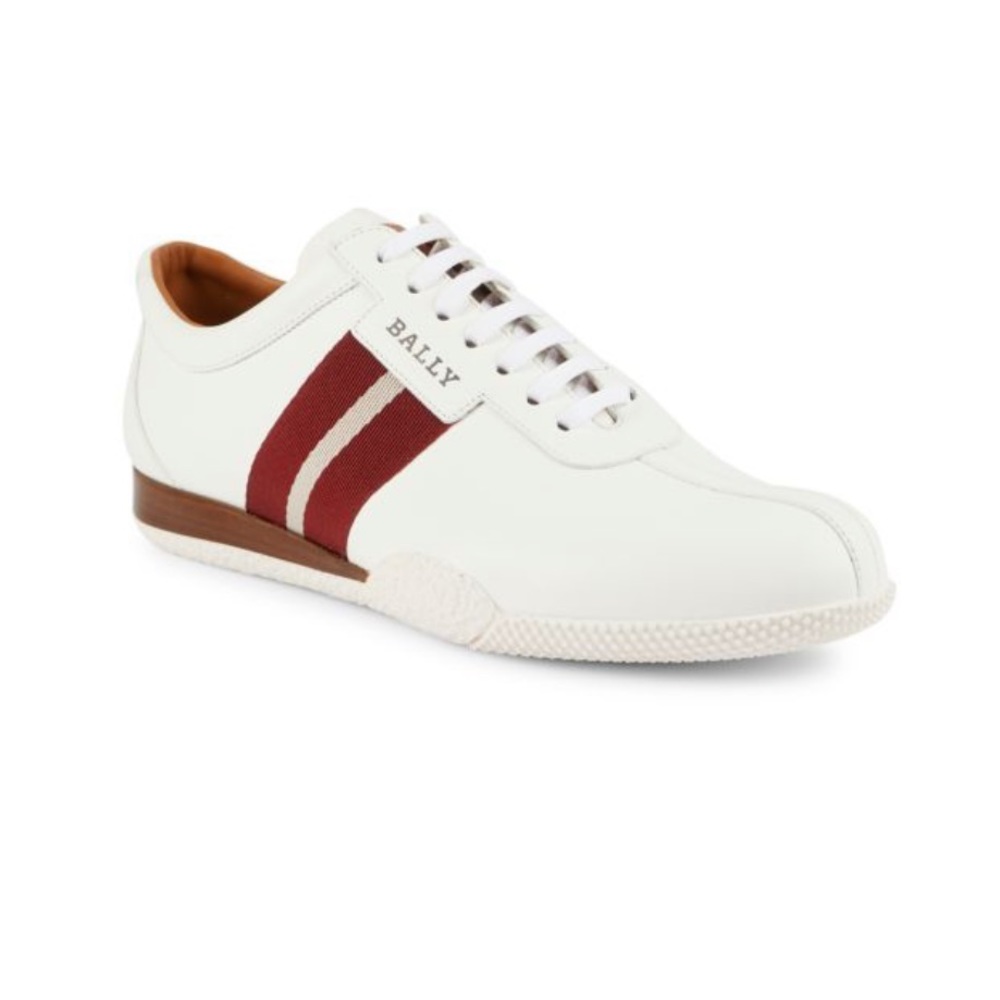 BALLY Frenz Textile-Stripe Leather Sneakers.